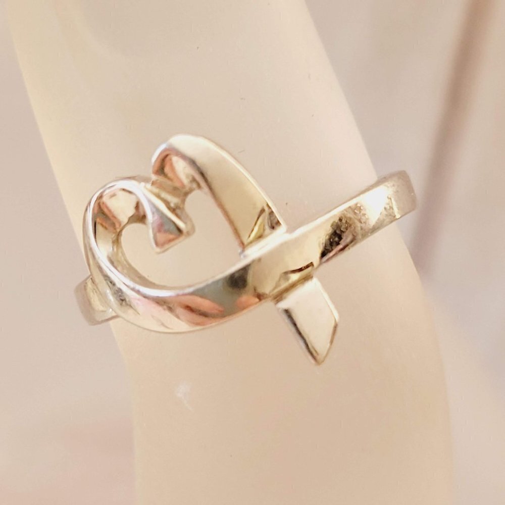 Ribbon Heart Awareness 925 Sterling Ring 5.5
